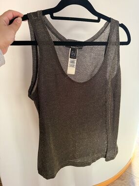 Mango Suit Black and gold sheer tank top $25